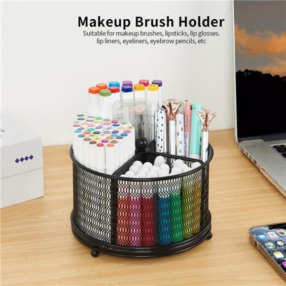 360°‎ Rotate Pencil Holder: Office & Art Supply Organizer, Black - Picture 2 of 8